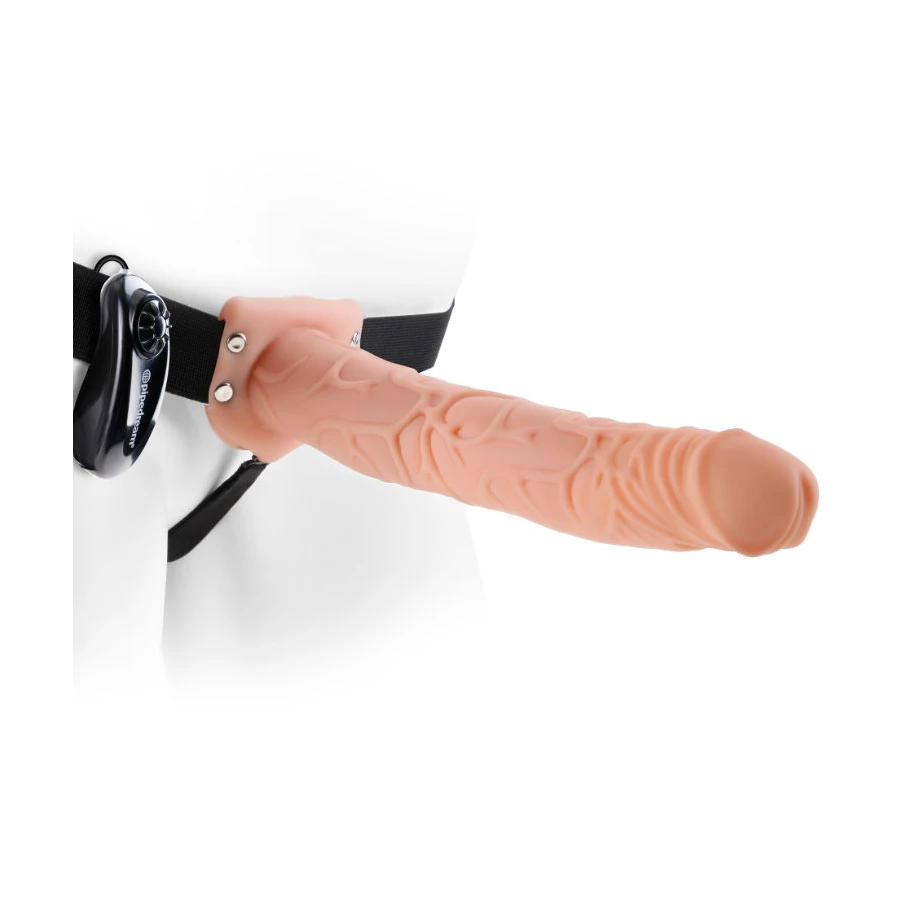 FETISH FANTASY SERIES - 11 HOLLOW STRAP-ON VIBRANDO COM BOLAS 27,9CM CARNE
